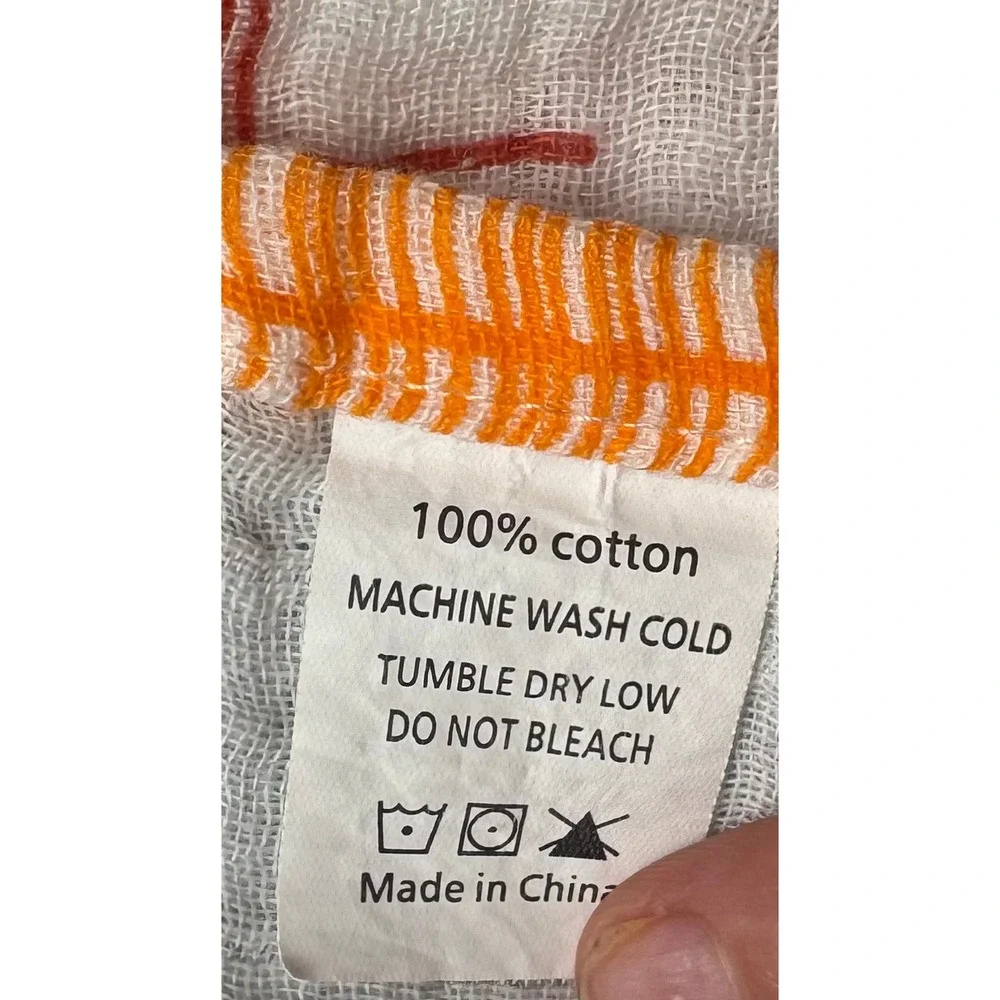 Woodland Fox Cotton Muslin Swaddle Blanket Navy Rust Orange Tree Print 43x41